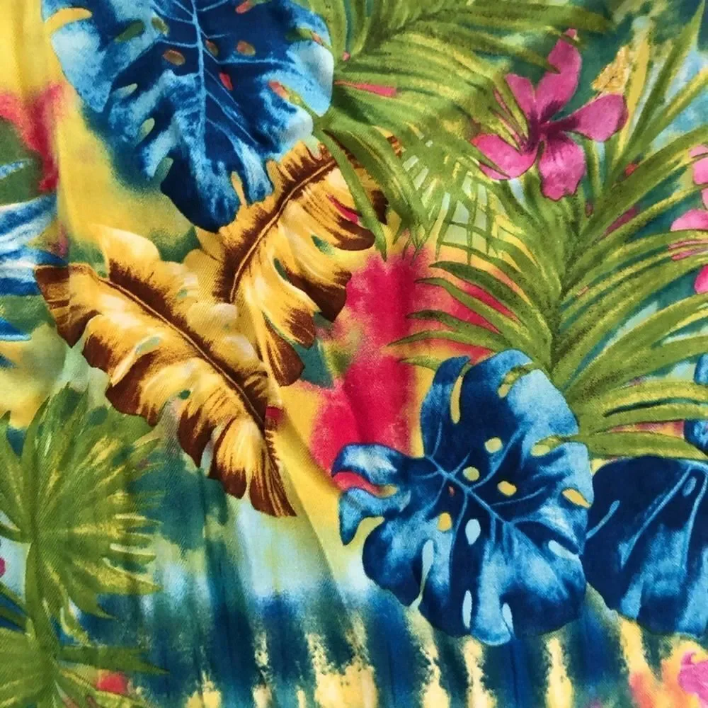 Nancy Bolen Tropical Faux Wrap Silk Skirt S